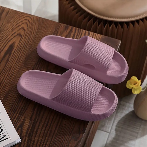 Women's Super Soft Eva Thick Platform Slides, Minimalist And Comfortable Indoor Bathroom Non-Slip Slippers, Women's Slippers Size (6.5-7) Color (Pale Pinkish Gray)