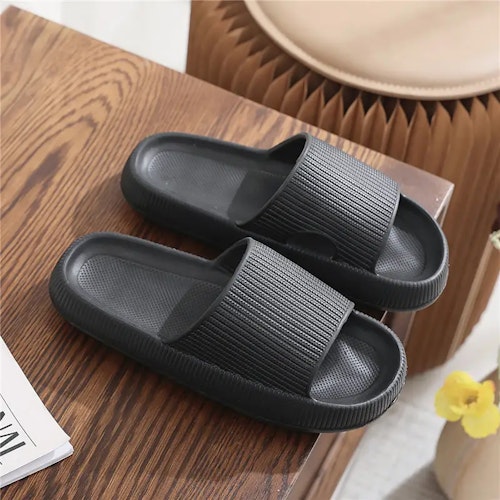 Women's Super Soft Eva Thick Platform Slides, Minimalist And Comfortable Indoor Bathroom Non-Slip Slippers, Women's Slippers Size (6.5-7) Color (Black)