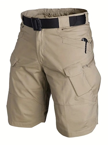 Men's Multi-Pocket Tactical Shorts Multi-Purpose Cargo Shorts Outdoor Waterproof Hiking Track Shorts Size (XL) Color (Khaki)