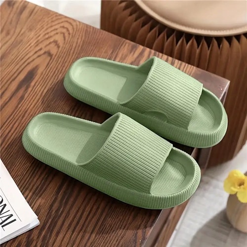 Women's Super Soft Eva Thick Platform Slides, Minimalist And Comfortable Indoor Bathroom Non-Slip Slippers, Women's Slippers Size (9.5-10) Color (GREEN)