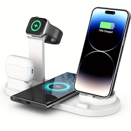 15W Fast Wireless Charging Station: Compatible With IPhone, Samsung, Xiaomi, Vivo & Airpods! (Color: White)