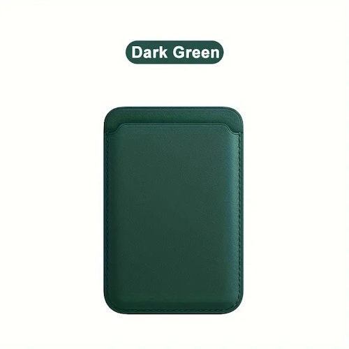 Magnetic Artificial Leather Card Clip For IPhone 14 Pro Max 13 12 Pro Magnetic Wallet Card Holder Bag Phone Case Accessories (Color: Dark Green)