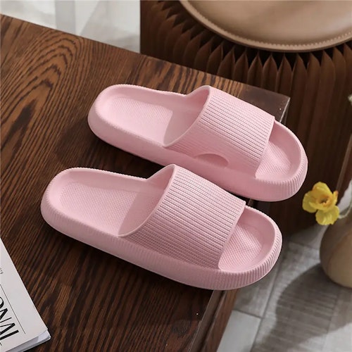 Women's Super Soft Eva Thick Platform Slides, Minimalist And Comfortable Indoor Bathroom Non-Slip Slippers, Women's Slippers Size (6.5-7) Color (Pink)