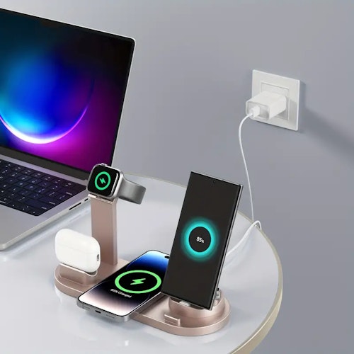 15W Fast Wireless Charging Station: Compatible With IPhone, Samsung, Xiaomi, Vivo & Airpods! (Color: Golden color)