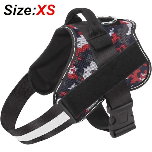 Reflective No-Pull Dog Harness with Breathable Design and Handle (Color: Red Camouflage)
