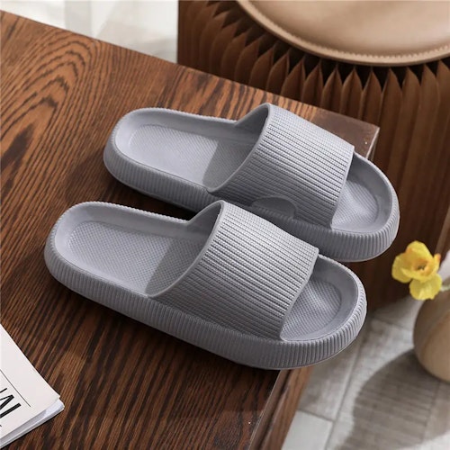 Women's Super Soft Eva Thick Platform Slides, Minimalist And Comfortable Indoor Bathroom Non-Slip Slippers, Women's Slippers Size (6.5-7) Color (grey)