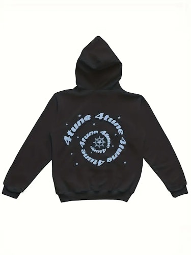 Y2K Letter & Star Print Sweatshirt, Long Sleeve Crew Neck Zip Up Hoodies Sweatshirts, Women's Clothing Size (XS) Color (Black)