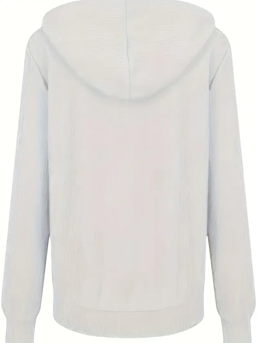 Zip Up Drawstring Hoodies, Casual Soldi Long Sleeve Sweatshirt, Women's Clothing (S) Color (White)