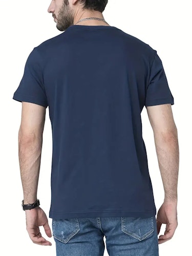 Men's Casual Crew Neck "I Fix Stuff" Print Short Sleeves T-shirt For Summer Size (XXL) Color (Navy Blue)