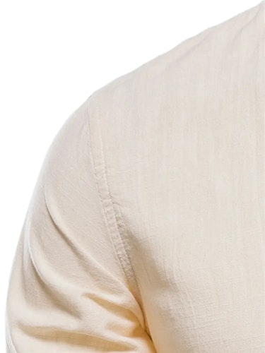 Men's Cotton Long Sleeve Shirts Men's Clothes Size (XL) Color (Light Yellow)