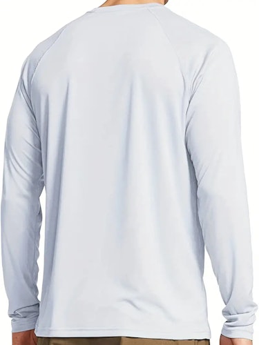 Men's Lightweight UPF 50+ Sun Protection T-Shirts Long Sleeve Shirts For Fishing Hiking Running Size (L) Color (White)