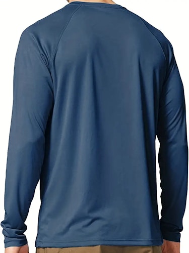 Men's Lightweight UPF 50+ Sun Protection T-Shirts Long Sleeve Shirts For Fishing Hiking Running Size (M) Color (Navy Blue)
