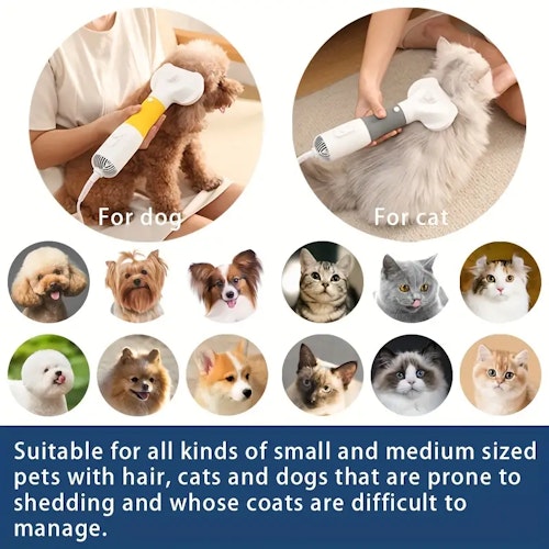 Quiet Pet Grooming Dryer with Comb Brush for Grooming Dogs, Cats, and Kittens - Fast Drying and Gentle on Fur