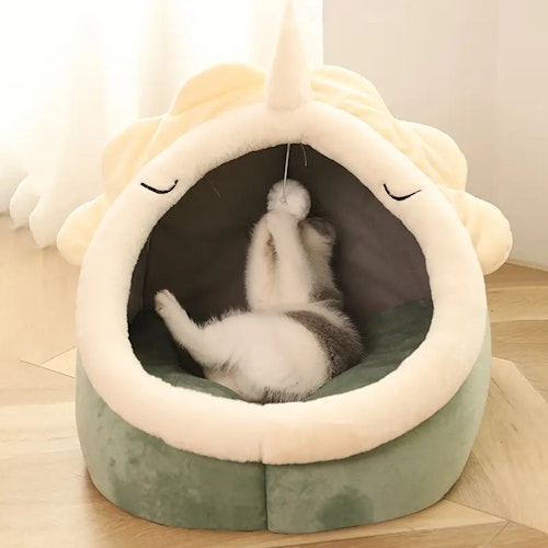 Cozy Dinosaur Pet House for Dogs and Cats - Adorable Cat Bed and Warm Dog Kennel - Perfect for Snuggling and Napping
