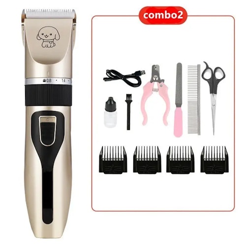Professional Pet Grooming Hair Clipper Kit - Electric Shaver, Nail Clipper, Scissors, Nail File, Hair Comb, Brush Set - USB Rechargeable - Perfect for Dogs, Cats, and Other Pets