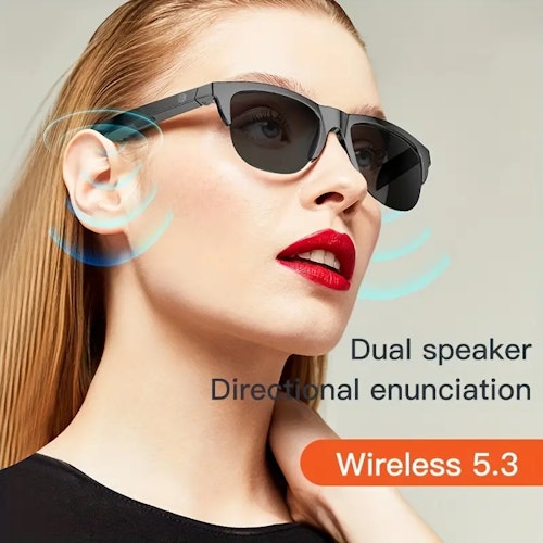 Smart BT5.0 Sunglasses Multifunctional Glasses Wireless Call Play Music Outdoor Sports Headphones Rechargeable HIFI Sound Quality HD Lens Headphones Black Technology Unisex Touch Long Battery Life Anti-UV Lens