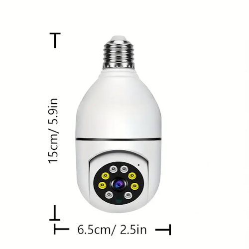 Secure Your Home 2.4GHz WiFi 1080p HD E27 Bulb Camera With Automatic Tracking, Black-White Night Vision & Two-Way Audio WiFi Camera