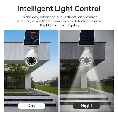 2 Packs Solar Powered Security Camera - LED PIR Motion Sensor & Flood Light - Perfect for Garden, Home, Office & More!