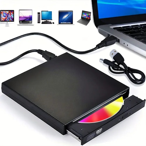 External CD DVD Drive USB 2.0 Slim Protable External CD-RW Drive DVD-RW Burner Writer Player For Laptop Notebook PC Desktop Computer Black
