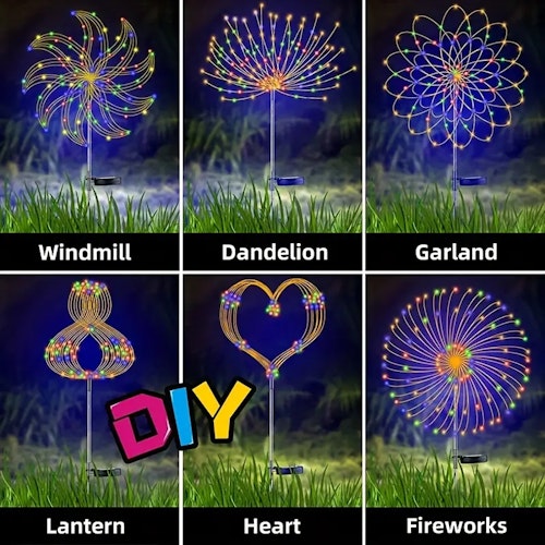 Solar Garden Lights Solar Firework Lights, 1 Pack 200/150/90/60 LEDs 8 Lighting Modes Solar Lights Outdoor Waterproof For Garden Patio Walkway Pathway Decor, Halloween, Christmas, Wedding Decor, Wall Decor, For Travel, Camping, Party, Perfect For Christma