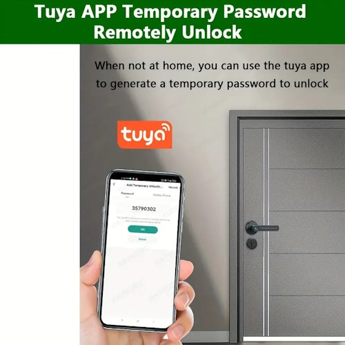 Tuya SmartLife APP Smart Fingerprint Biometrics Password Single Latch Lock Dead Bolt With Key For Indoor Wooden Metal Door