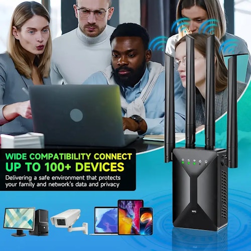 1pc WiFi Extender, Wi-Fi Booster, Wi Fi Range Extender Signal Booster Cover Up To 9000 Sq. Ft & 35 Devices, Wireless Internet Signal Amplifier For Home, Included Ethernet Port, Wi-Fi Repeater Easy Setup.
