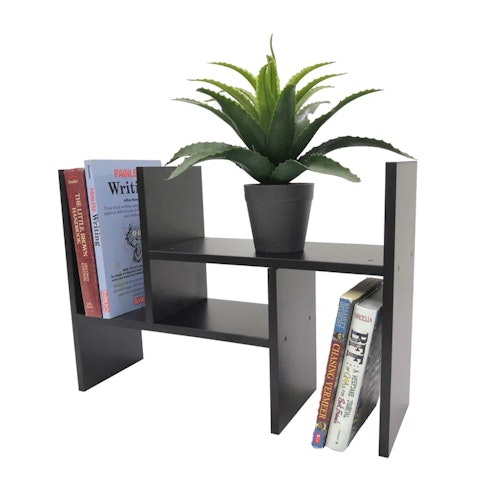 Office Desktop Bookshelf Adjustable Wood Display Shelf Desktop Organizer Office Storage Rack