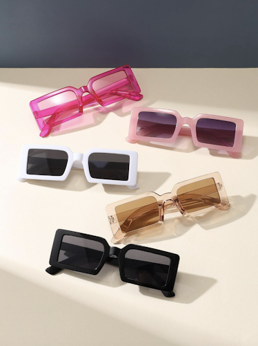 5pcs Women's Square Plastic Fashion Glasses With Decorative Design