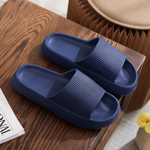 Women's Super Soft Eva Thick Platform Slides, Minimalist And Comfortable Indoor Bathroom Non-Slip Slippers, Women's Slippers Size (8.5-9) Color (Navy Blue)