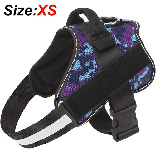 Reflective No-Pull Dog Harness with Breathable Design and Handle (Color: Purple Camouflage)