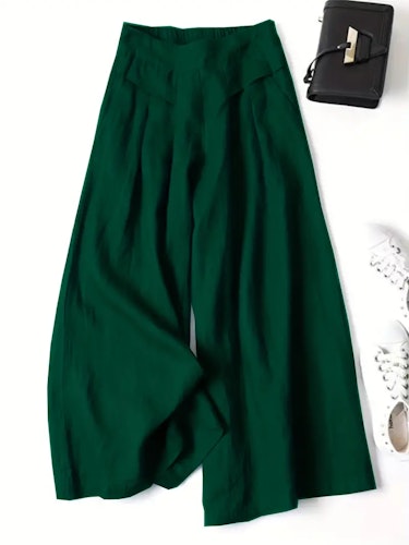 Solid Wide Leg Pants, Casual Palazzo Pants For Spring & Summer, Women's Clothing Size (XS, S, M, L, XL, XXL) Color (Green)